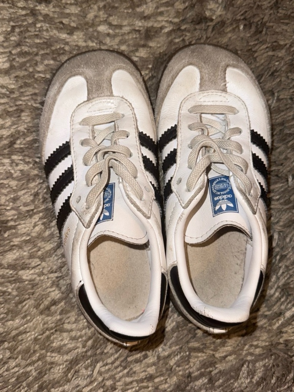 adidas Kids White and Black Retro Leather Sneakers